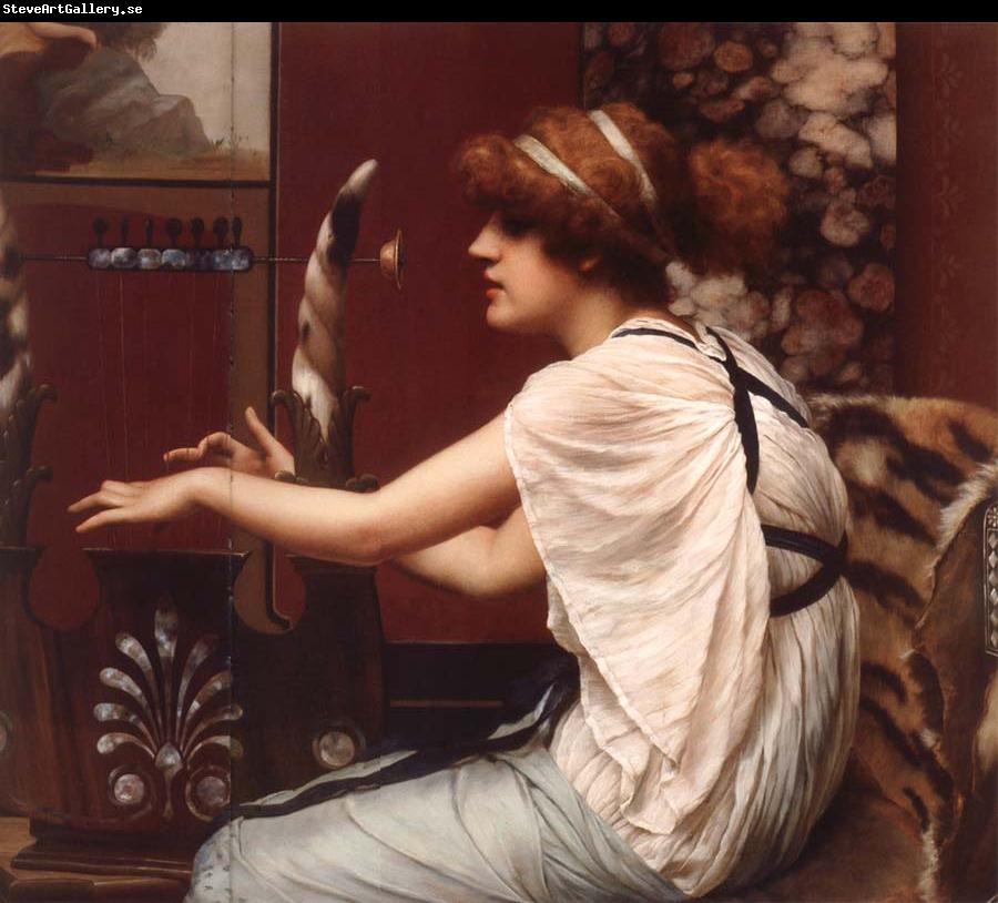 John William Godward The Muse Erato at Her Lyre